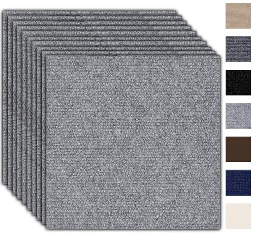 Piastrelle autoadesive 50x50cm - Set da 10 pezzi - 2,5 m² - Piastrelle per moquette con retro protettivo, moquette autoadesiva, moquette resistente per appartamento, ufficio, attività commerciale