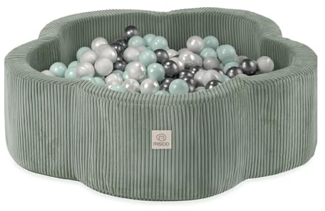 MISIOO Bollhav för barn, 95 x 30 cm, 400 bollar (6 cm), babyleksak från 1 år, perfekt för småbarn och lekskoj