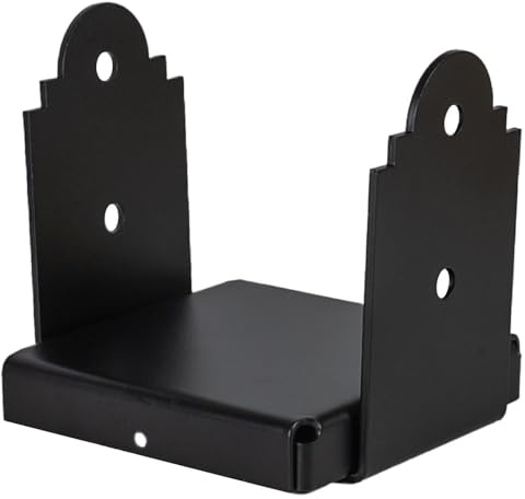 Heavy Duty Black Bolt Down Pergola Post Support with Spacer - Premium Post Ground Anchor for Pergolas, Gazebos & Garden Structures (125mm - 5x5)