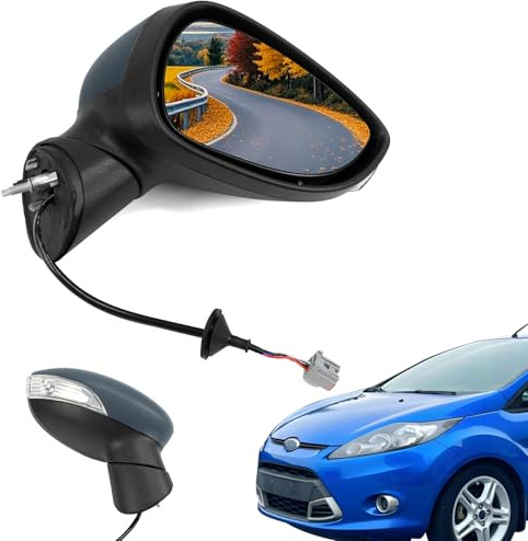 Electric Door Wing Mirror Assembly with 6 Pins, Compatible with Ford Fiesta MK7 2008-2012（Right ）