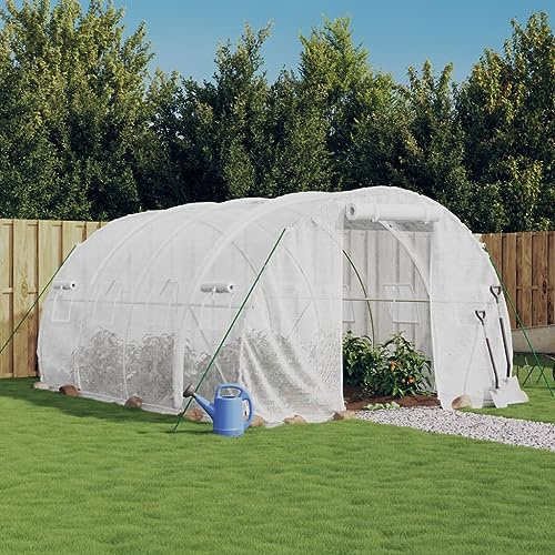 Serre avec structure en acier Blanc 12 m² 4 x 3 x 2 m Maison & Jardin Jardin Serre de jardinage