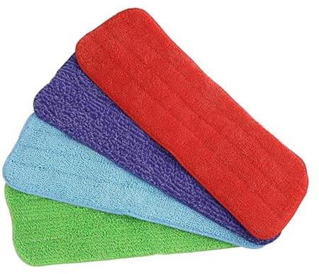 Veemoon 4pcs Microfiber Mop Replacement Cloths Red Blue Green Purple Compatible Mop Head Cover for Home Cleaning Easy to Use for Floors Windows and Bathrooms