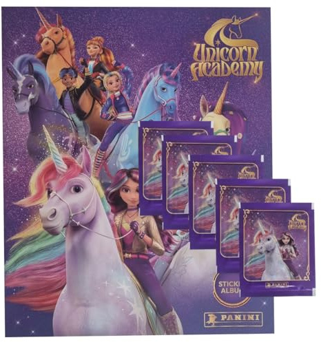 Fantasy Einhorn Sammelspaß Sticker Kollektion 2025 | Stickeralbum + 5 Stickertüten | 25 Sticker & Album zum Sammeln & Tauschen