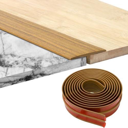 Tira de Umbral de Autoadhesivo, 100 x 5cm Perfil de Transición para Suelo de PVC, Tira de Transición Suelo, Listones de Madera Decorativos, para Transiciones entre Baldosas Suelos de Madera Moquetas