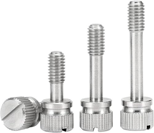 Tornillos moleteados, Tornillos de mano cautivos ranurados de cabeza corta GB839 con moleteado for aflojar con el pulgar(20mm,M5-3pcs)