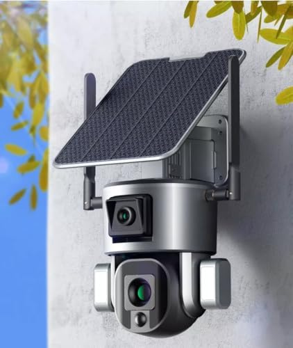 PTZ 4G Solar Security Camera, Indoor/Outdoor, Dual Lens PTZ, 4K Resolution, Motion Detection Alert, Surveillance, 25X Optical ZOOM, 20000mAh Battery, IP66 Waterproof