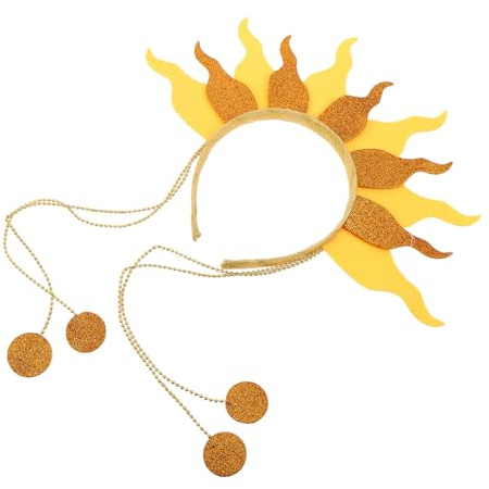 Coiffe Flamme Soleil Jaune Légère pour Célébration Halloween Festive | Bandeau de Déguisement, Non-tissé et Plastique, Motif Exagéré, pour Adultes et Garçon et Filles