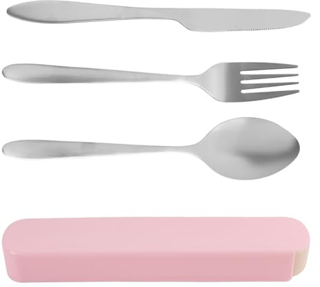Cubiertos Camping, 3 Piezas Juego De Cubiertos, Cuchillo, Tenedor Y Cuchara De Acero Inoxidable, Con Caja, Para Exteriores, Viajes, Trabajo, Escuelas