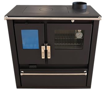 Poêle à bois VERSO CS plus inox 7,7 kW – Cuisinière avec four et plaque de cuisson, poêle à bois en acier inoxydable, BImSchV niveau 2, EcoDesign 2022, EEK A+, cuisinière à bois