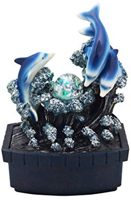 OK Lighting FT-1223/1L 11.50 H Dolphin Table Fountain
