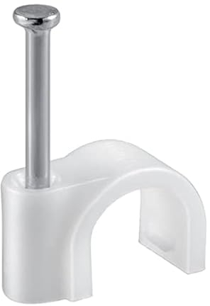 100x Kabelschelle | 8 mm | Nagelschelle Kabelklemme Kabelhalter Haftclips mit eingestecktem Nagel | Höhe: 9,4 mm | Weiß | 100 Stück