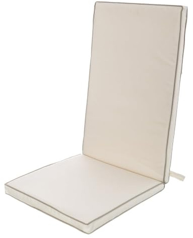 LOLAhome Cojín de Exterior para Silla Beige de poliéster con Tratamiento hidrófugo de 123x48 cm