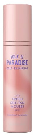Isle of Paradise Tinted Self Tanning Mousse- Light, Streak-Free Self Tanner, Natural-Looking & Lasts Up to 7 Days, Vegan & Cruelty Free Sunless Tanning Foam Mousse, 6.76 fl oz.