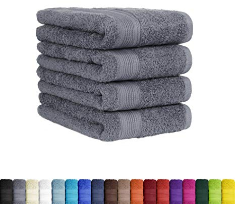 BaSaTex Frottier Handtücher Set aus weicher Baumwolle - 50x100 cm - 100% Baumwolle Öko-Tex Made in Green Zertifiziert | 4X Handtuch in Anthrazit Grau