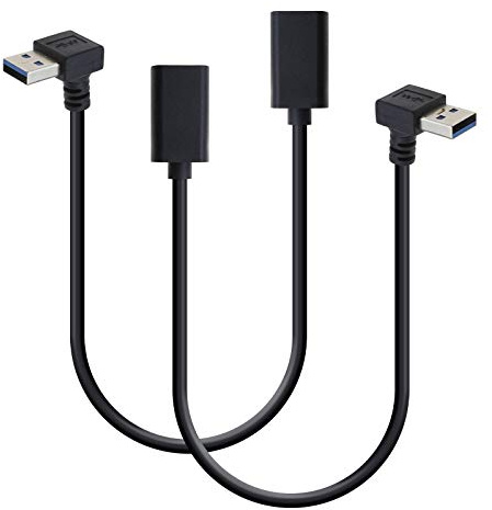 EMSea USB 3.0 Extension Data Cable Male to Female 90 Degree Up & Down Elbow Plug 30cm Wire 5Gbps Data Transfer Rate Pack of 2