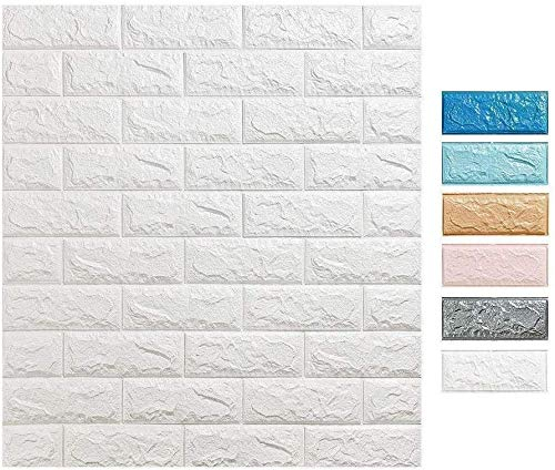 3D Tapete Steinoptik Selbstklebend Wandpaneele Ziegel Tapete für Badezimmer Balkon Raufasertapete Küchen Fliesen, 77 x 70 cm (10 Stk, Grau) (Türkis)