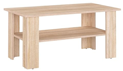 KOMTO Couchtisch Sonoma Eiche Vienna - Wohnzimmertisch Modern Couchtisch Holz 90 x 50 x 43 cm Tisch Rechteckig Wohnzimmer Coffee Table Beistelltisch Sofatisch Kaffeetisch