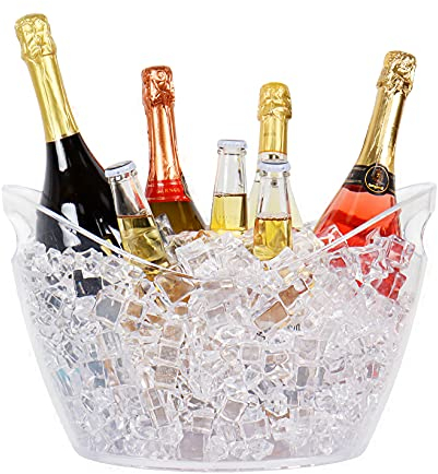Grand seau à boissons avec poignées, seau à bière pour familles, fêtes, barbecues, pique-niques, transparent, 12 l