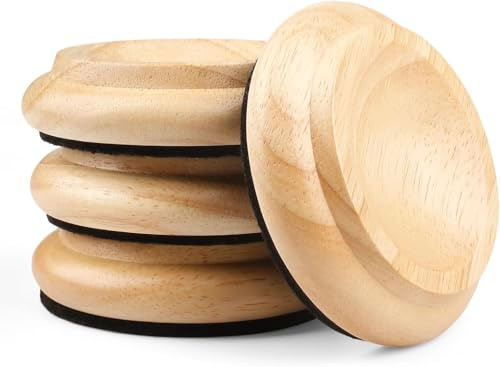 HilerPunk - Set di 4 coppette verticali in legno massello, per mobili, divani, letti, sedie, ruote, con feltrini antiscivolo e antirumore, per protezioni per pavimenti in legno naturale, 4 pezzi