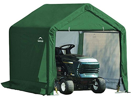 ShelterLogic Folien Zeltgarage Gerätehaus | Grün | 180x180x180 cm | Wasserdicht & UV-beständig | Mit Reißverschluss-Tür, Zurrgurten & Sturmankern | Schnell Auf- & Abbaubar