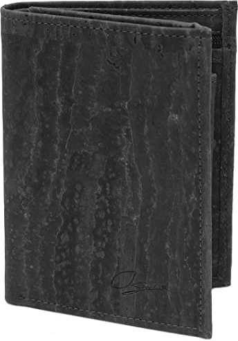 Simaru Geldbeutel Geldbörse Portmonee Portemonnaie Vegan aus Kork mit RFID Schutz, nachhaltige Lederalternative, langlebig, robust & wasserabweisend (Schwarz)