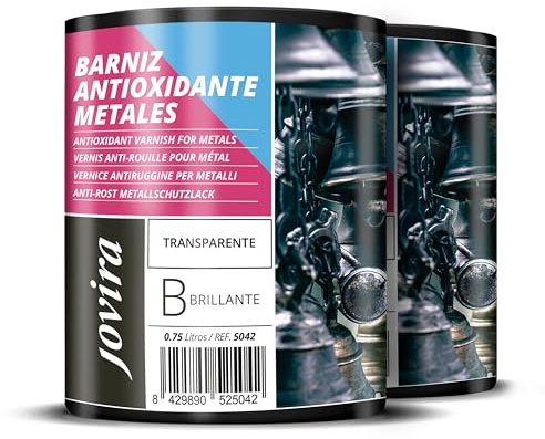 JOVIRA PINTURAS Barniz Antioxidante Metales Transparente Brillante al Agua, Protección y decoración de metales. (2x750 Mililitros) C-10-2