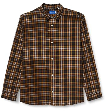 Bestseller A/S Jorjoshua Check Shirt Ls Chemise de loisirs Homme, Chocolat, L