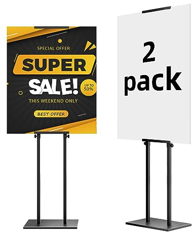 WHAUU 2Pack Display Stand Sign Holder, Heavy Duty Adjustable Poster Stand