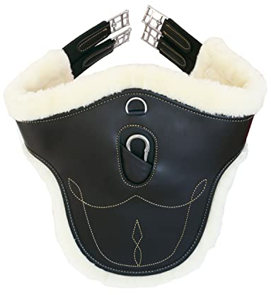 Kentucky - Bauchgurt Wolle/Pelz Schwarz - 145cm