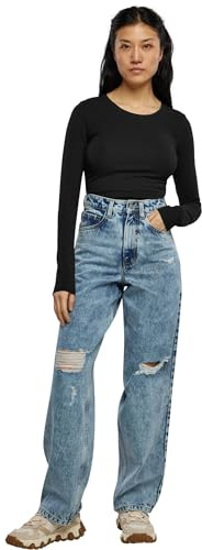 Urban Classics Ladies Stretch Jersey Longsleeve Body Frauen Langarmshirt schwarz M