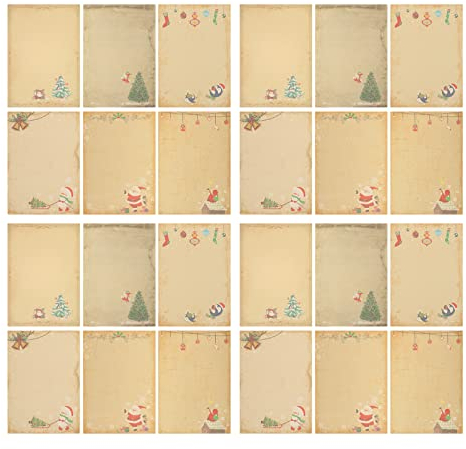 PRETYZOOM 60stücke Vintage Papier Weihnachtsbriefpapier Antike Schreibpapiere Briefpapier Vintage Schreibwaren Kraft-schreibpapiere Retro Weihnachts-briefpapier