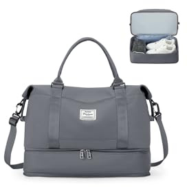 for Ryanair Airlines Underseat Cabin Bag 40x30x20 Weekend Overnight Carry on Holdall for Women Travel Duffel Sport Gym Tote Mum Hospital Bags with Wet Pocket,A02-Slate Grey
