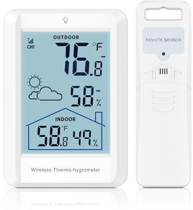 Ankilo Innen Außen Thermometer Wireless Wetterstationen, Genaue digitale Hygrometer Temperatur Luftfeuchtigkeit Meter, 328ft/100m Reichweite, innen außen Thermometer für Home Patio