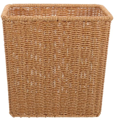 Amosfun Slim Rectangular Waste Paper Bin - Nordic Style Crack Trash can for Bathroom and Kitchen Compact 11 Inch Square Storage Basket without Lid