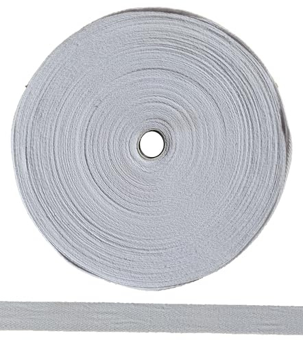 ME:NaMa Nahtband aus 100% Baumwolle - 50 m x 10 mm - Hochwertiges Köperband, Twill-Band, Fischgrätenband, Nahtband - Ideal zum DIY-Nähen - In Belgien hergestellt - Auf Einer Rolle (Weiß)