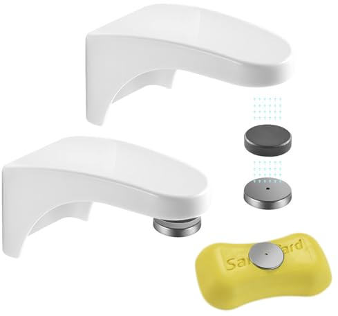 Fiyuer Seifenhalter, magnetisch, ohne Bohren, Wandmontage, für Badezimmer und Küche, 2 Stück