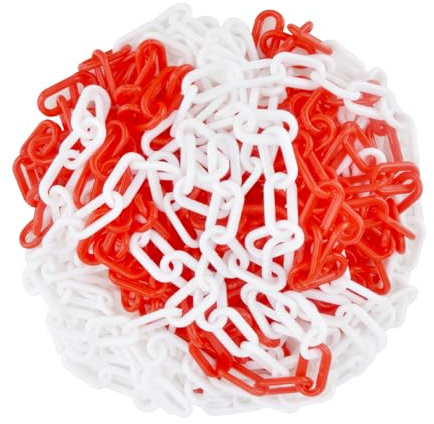 Chaîne de barrière en plastique, 10 m x 6 mm Chaîne de signalisation en plastique Barrière de Chaîne Chaîne d'avertissement - Chaîne à maillons en plastique Barrière de sécurité