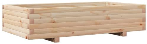 vidaXL Pflanzkübel, Blumenkübel mit Holzrahmen, Blumenkasten für Terrasse Garten, Pflanzkasten Hochbeet Pflanzgefäß, Massivholz Kiefer