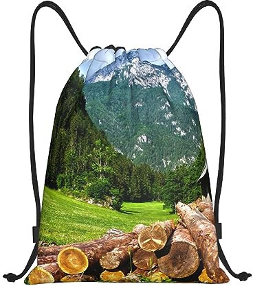 Tunnelzug Gymsack Schweizer Alpen Landschaft Druck Rucksack Für Damen & Herren Damen Gymnastikbeutel Erwachsene Klapprucksack, Für Strand, Strandurlaub, 36x42cm