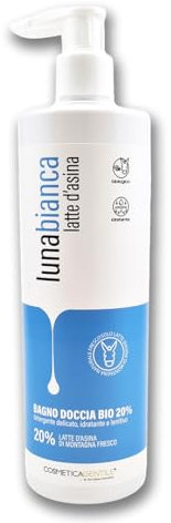 Cosmetica Gentile, Bagno Doccia al latte d’asina Lunabianca, detergente idratante e lenitivo (1 x 500 ml)