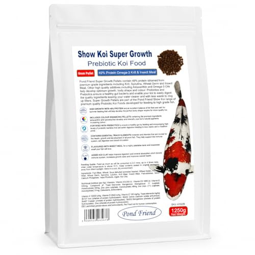 Pond Friend 42% Protein Koi Growth Pellets 1250g - Floating 6mm | Superior 42% protein formula for fast growth, suitable for Koi, Carp & Goldfish, 6mm floating pellets, daily feed