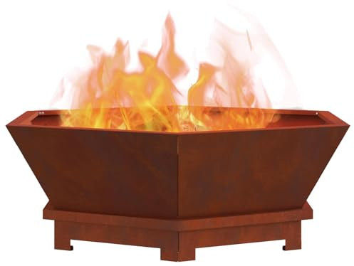vidaXL Focolare Marrone 75 x 75 x 28 cm, Focolari da esterno, braciere portatile per grigliate, moderno, resistente alla ruggine per feste in giardino