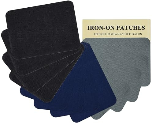 12 Pieces Premium Quality Fabric Iron-on Patches, Strong Glue, 100% Cotton Repair Decorating Kit, Size 3 x 4-1/4 (7.5 cm x 10.5 cm) Mix Style 5