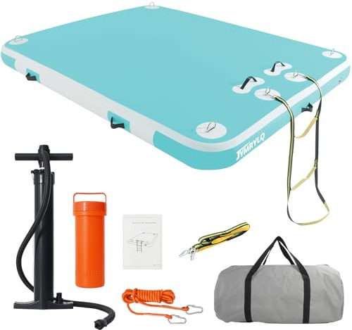 JYMRYLQ Bouée flottante gonflable, plateforme gonflable, radeau d'île, antidérapant, échelle de corde pour piscine, plage, lac, océan, 180 x 150 x 15 cm