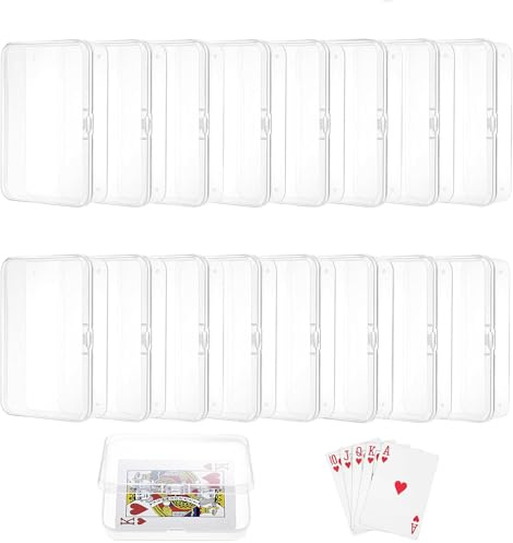 ClcIosis 16 Stück Spielkarten Box, Transparent Kartenbox Spielkarten Kunststoff Karten Aufbewahrungsbox, Kartenbox mit Deckel für Kartenspiel Visitenkarte Perlen Würfel(10.5x7.5cm)