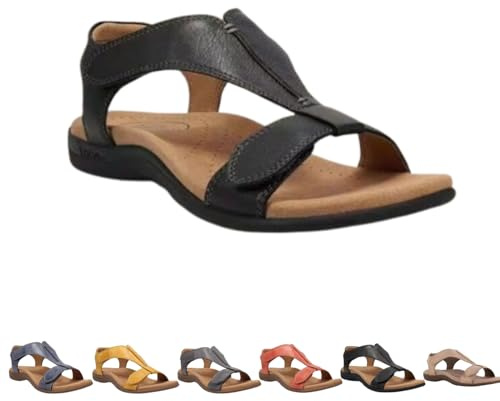Ergonomic Orthopedic Sandals Women for Pain Relief Women Arch Support Sandals Orthopedic Walking Comfortable Shoe (Black, Adulte, 38, Numérique, Système Taille Chaussures EU, Moyen)