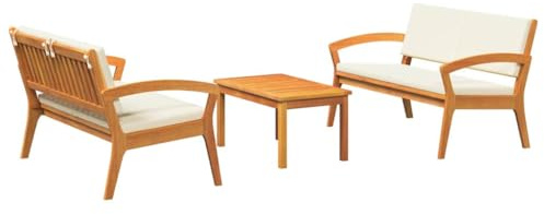 vidaXL 3-teilige Bistro-Sitzgruppe mit Kissen - Akazienholz, die perfekten Möbel für entspannte Stunden, Gartenmöbel für die Terrasse und draußen