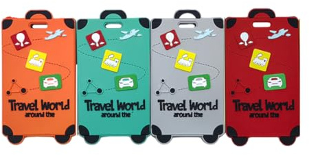 KEQAR JSTHHTT 4 Pezzi Etichette per Valigie con Cartellino Indirizzo, Targhette per Valigie da Viaggio, Borse, Zaini, Valigie, Bagagli (Serie Bagagli)