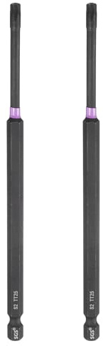 sourcing map 2 punte per cacciavite a percussione TT25 Torx da 1/4 gambo esagonale da 150 mm (150 mm) a prova di manomissione magnetiche a 6 punti punte punte per trapano in acciaio fosfato S2