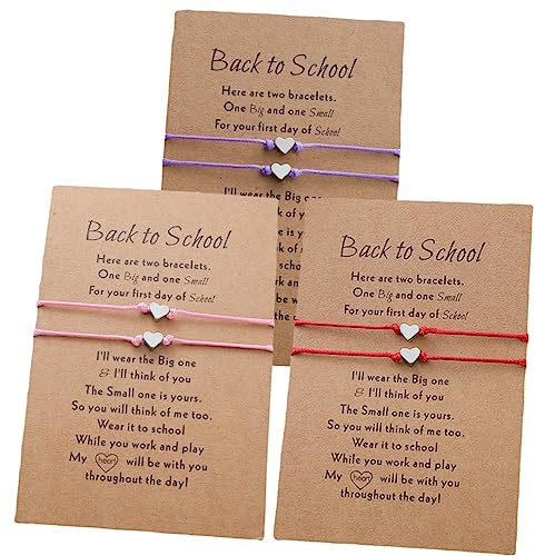 LALADEFIEE 3 Ensembles Set de Bracelets Tressés Cœur Rentrée Scolaire Lot de Bracelets Délicats et Confortables Couleurs Rouge Rose Accessoire Femme